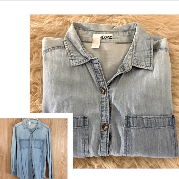 Abound Light Blue Boyfriend Button Down Cotton Shirt - Picture 5 of 5